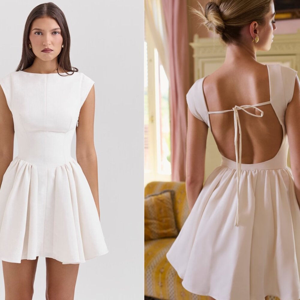 HOUSE OF CB 'Enchant' White Open Back Mini Dress NWOT